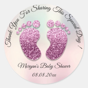 Ombre Glitter Feet Baby Shower Favour Thank You Classic Round Sticker