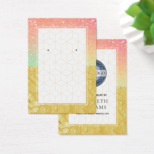 Ombre Glitter Gold Rainbow Earring Display Cards (Desk)