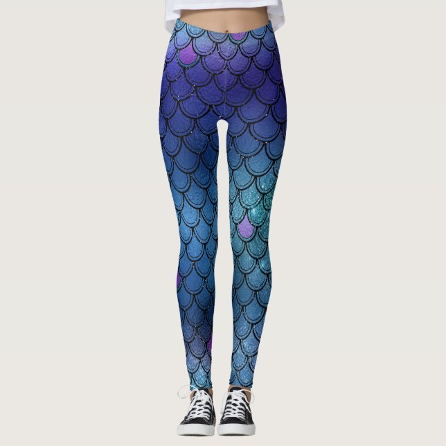 Ombre Glitter Mermaid Scales Leggings (Front)