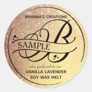 Ombre Glitter Monogram B Sample Product Classic Round Sticker