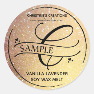 Ombre Glitter Monogram C Sample Product Classic Round Sticker