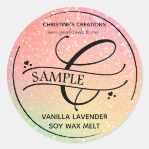 Ombre Glitter Monogram C Sample Product Classic Round Sticker
