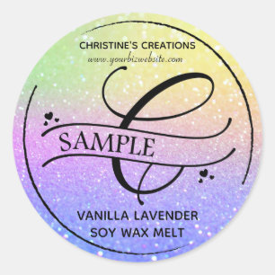 Ombre Glitter Monogram C Sample Product Classic Round Sticker