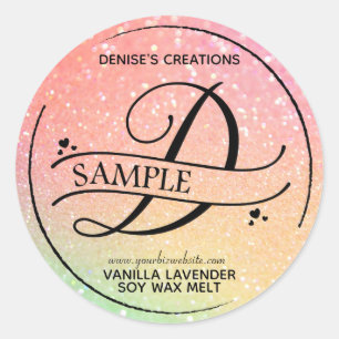 Ombre Glitter Monogram D Sample Product Classic Round Sticker