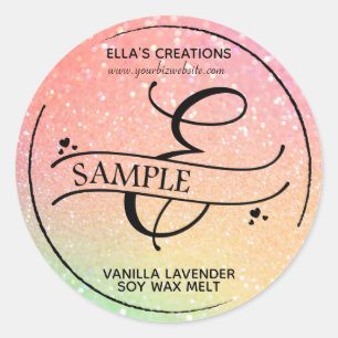 Ombre Glitter Monogram E Sample Product Classic Round Sticker