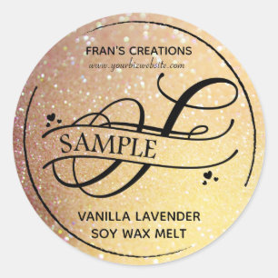Ombre Glitter Monogram F Sample Product Classic Round Sticker