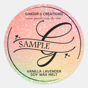 Ombre Glitter Monogram G Sample Product Classic Round Sticker