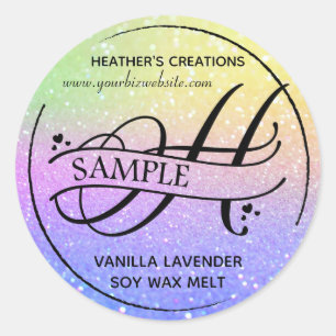 Ombre Glitter Monogram H Sample Product Classic Round Sticker