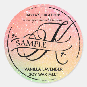 Ombre Glitter Monogram K Sample Product Classic Round Sticker