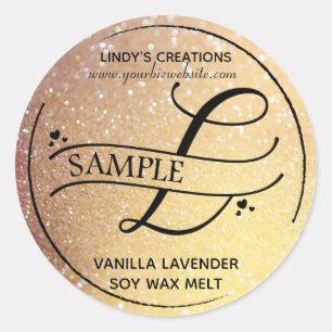 Ombre Glitter Monogram L Sample Product Classic Round Sticker