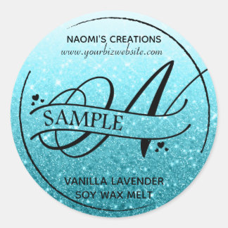 Ombre Glitter Monogram N Sample Product Classic Round Sticker