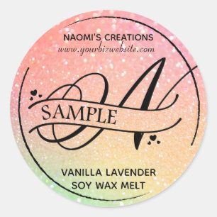 Ombre Glitter Monogram N Sample Product Classic Round Sticker