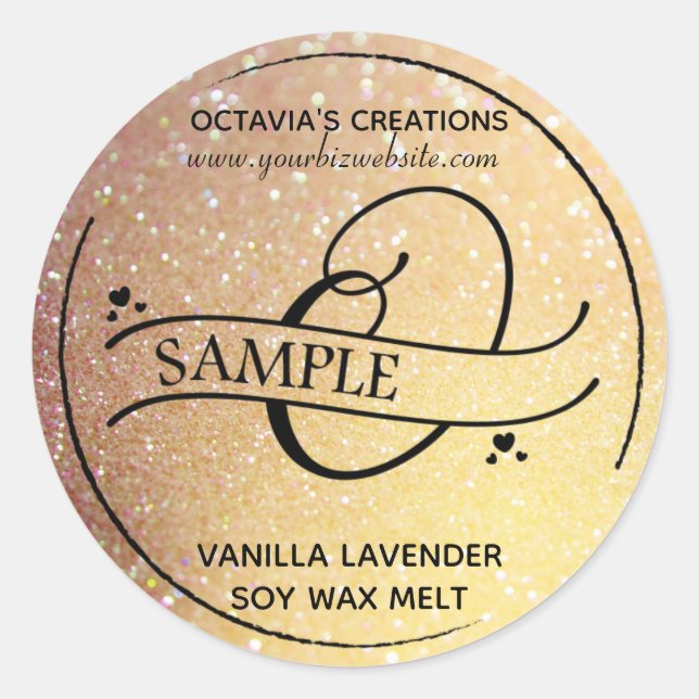 Ombre Glitter Monogram O Sample Product Classic Round Sticker (Front)