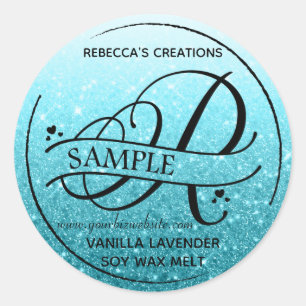 Ombre Glitter Monogram R Sample Product Classic Round Sticker
