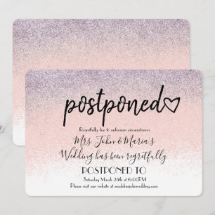 Ombre Glitter New Date Postponement  Wedding Invitation