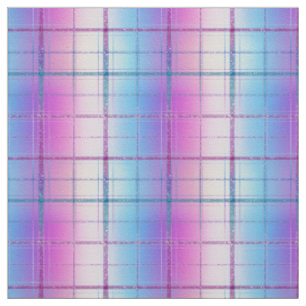 Ombre Glitter Plaid in Pink Blue Purple Fabric