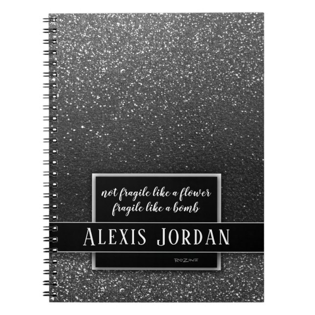 Ombre Glitter Sparkles Feminist Quote Girl Power Notebook (Front)