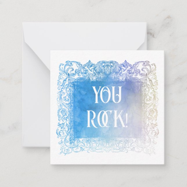 *~*  Ombre Glitter YOU ROCK  AP62 Flat Note Card (Front)