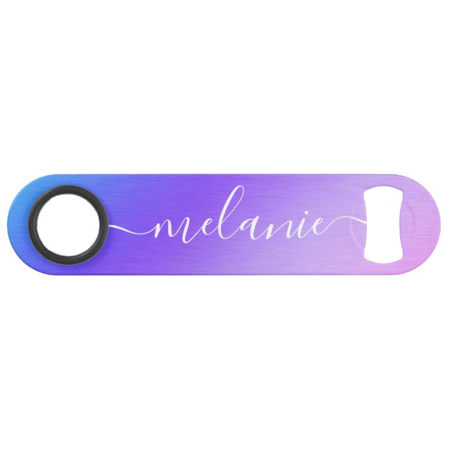Ombre Gradient Blue Purple Calligraphy Name (Front (Horizontal))