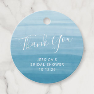 Ombre Gradient Dip Dye Ocean Blue Bridal Shower Favour Tags