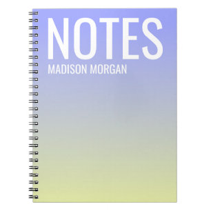 Ombre gradient purple yellow typography modern notebook