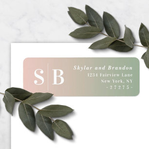 Ombre Green & Blush Pink Wedding Return Address Label