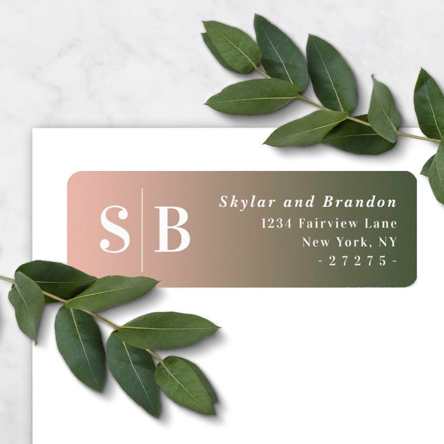Ombre Green & Pink Wedding Return Address Return Address Label (Creator Uploaded)