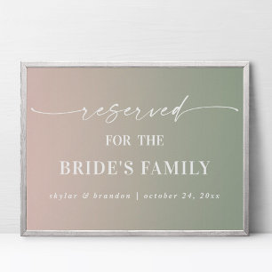 Ombre Green Reserved Bride's Family Wedding Sign