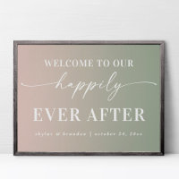 Ombre Green Welcome To Our Happily Ever After Sign