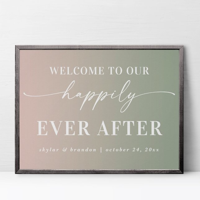 Ombre Green Welcome To Our Happily Ever After Sign (Creator Uploaded)