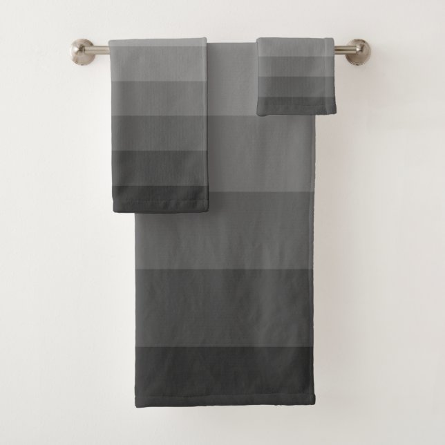 Ombre Grey Tones Gradient  Bath Towel Set (Insitu)