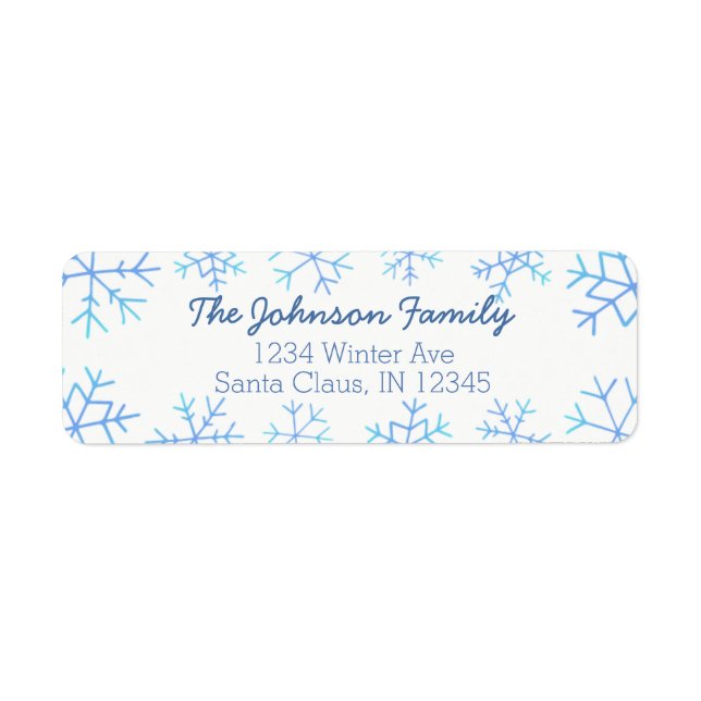 Ombre Hand Drawn Snowflake Return Address Labels (Front)