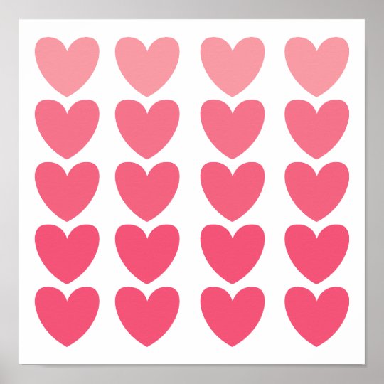 Ombre Hearts Poster | Zazzle.com.au