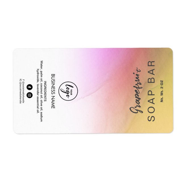 Ombre Ink Sunset Coloured Soap Bar Labels (Front)