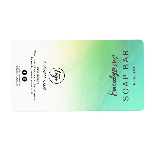 Ombre Ink Turquoise Soap Bar Labels (Front)