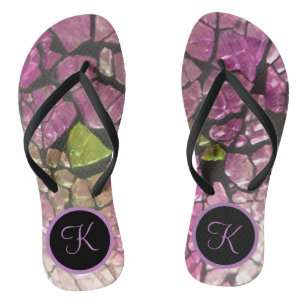 Ombre Lavender Mosaic Monogram Thongs