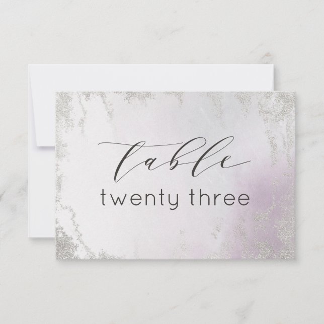 Ombre Lavender Purple Silver Wedding Table Numbers (Front)