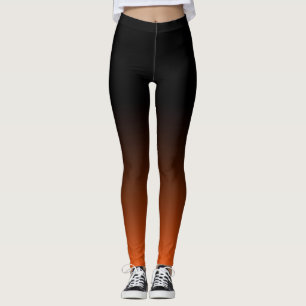 Ombre Leggings - Black into Orange Red