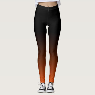 Ombre Leggings - Black into Orange Red