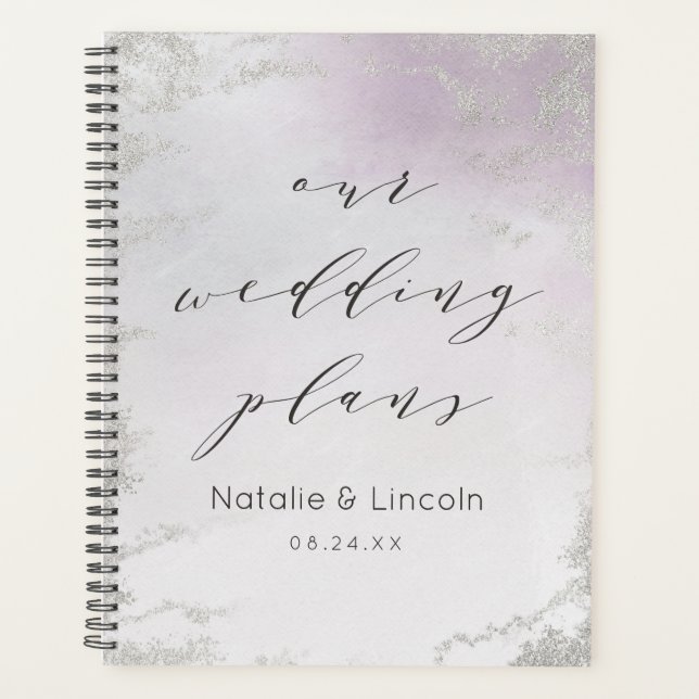 Ombre Light Purple Silver Foil Frosted Wedding Planner (Front)