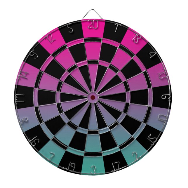 Ombre Magenta Purple Teal And Black Dartboard (Front)