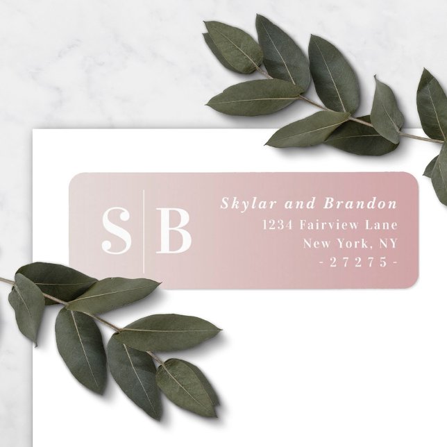 Ombre Mauve & Off-White Wedding Return Address Label (Creator Uploaded)