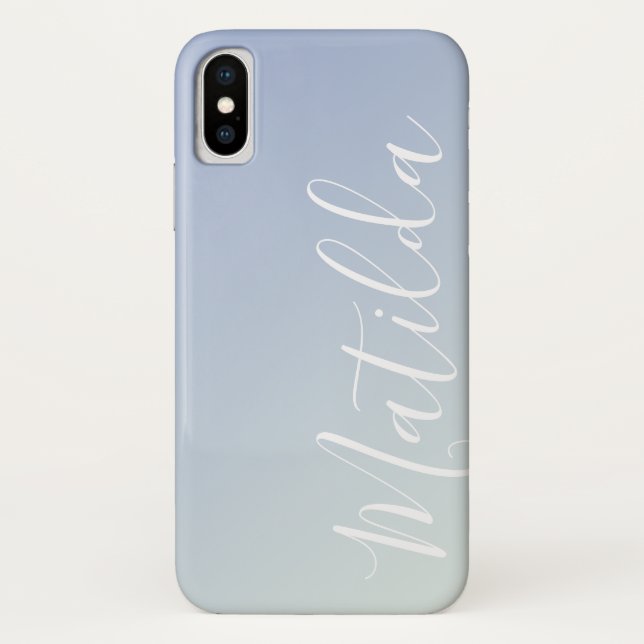 Ombre Mauve Violet Purple Plain Personalized Name Case-Mate iPhone Case (Back)