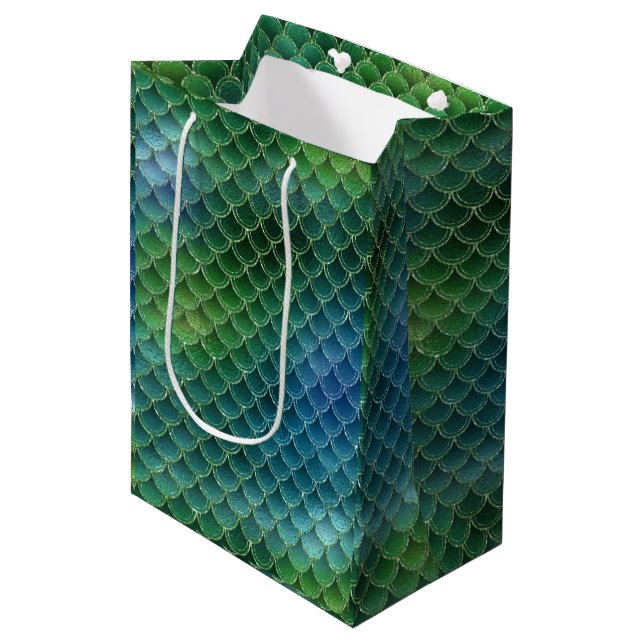 Ombre Mermaid Scale  Medium Gift Bag (Front Angled)