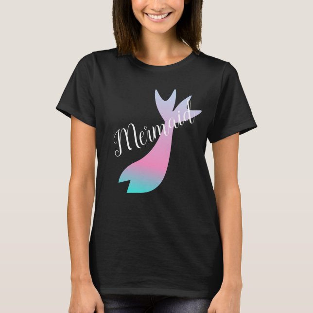 Ombre Mermaid Tale Rainbow Pink Teal T-Shirt (Front)