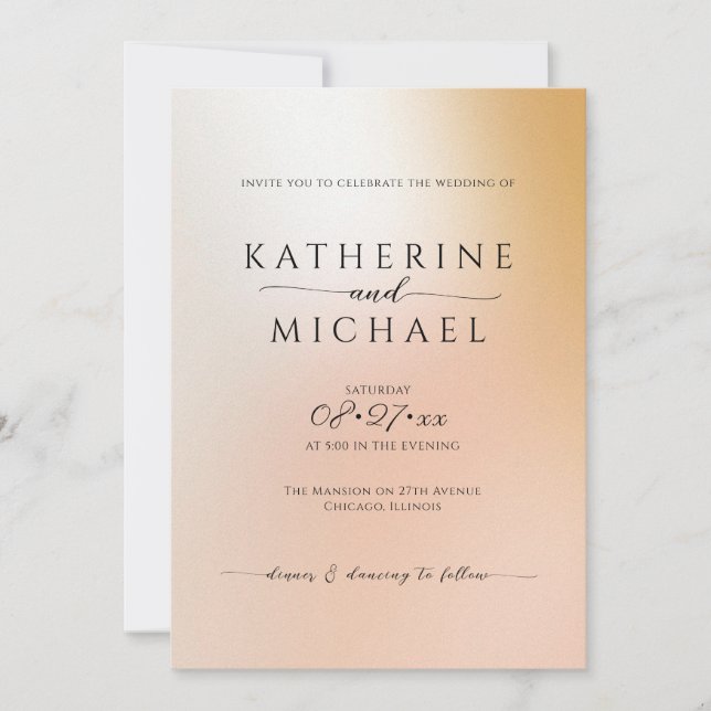 Ombre minimalist Wedding Invitation (Front)
