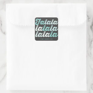 Ombre Mint Falalalala Bold Script Modern Holiday Square Sticker