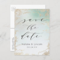 Ombre Mint Green Frosted Gold Foil Save the Date