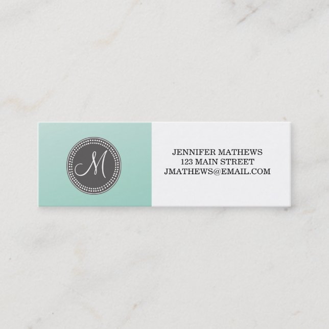 Ombre Mint Green Mini Business Card (Front)