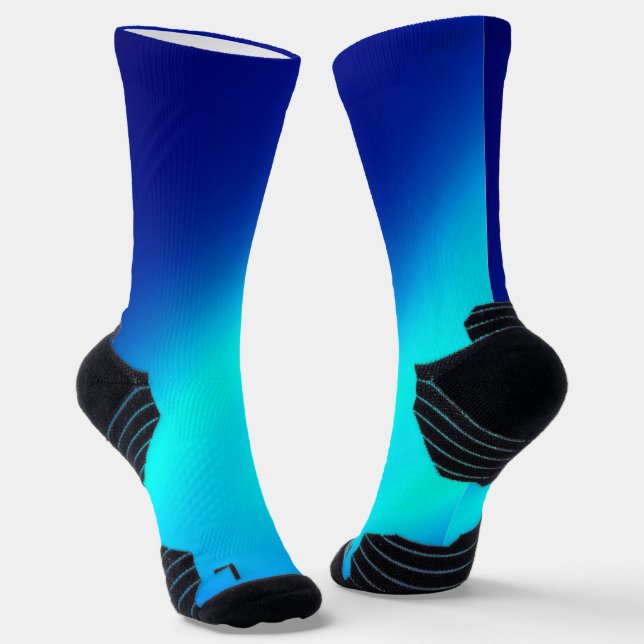 Ombre Moonlight Double Stripe blue turquoise  Socks (Angled)